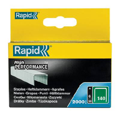 Galvaniserad häftklammer från Rapid i bredtråd 140/6 2000st/frp lämplig för isolering, plastfilm, mattor och papp