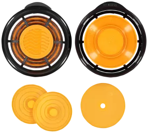En Membransats med lock till SR 100/SR 90-3/SR 900 i orange och svart i fem delar|R01-2004