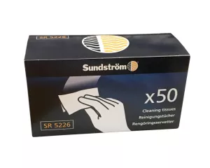 SR 5226 är praktiska styckförpackade rengöringsservetter från Sundström för daglig rengöring av t ex mask, hörselskydd eller skyddsglasögon