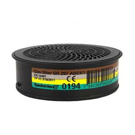 SR297 är ett ABEK filter som passar till helmasker med filteradapter 280-3 samt Sundströms halvmasker