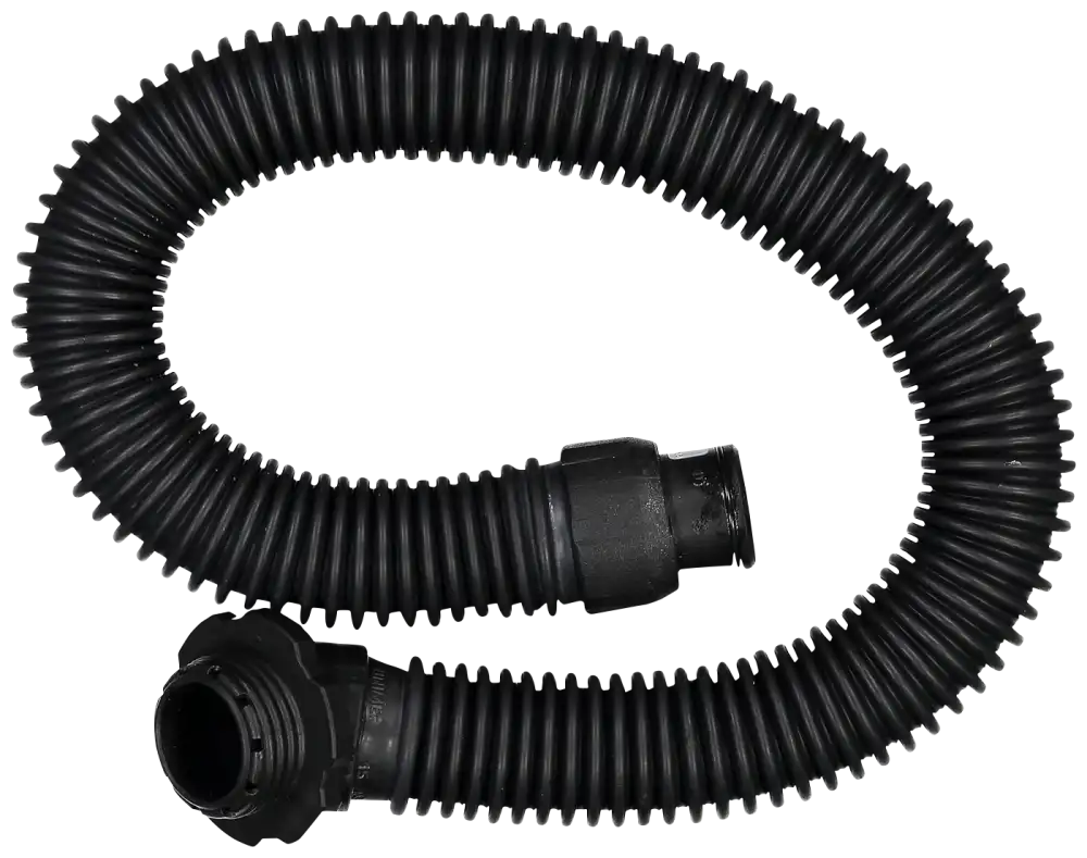 Svart slang i materialet gummi för Sundströms fläktanslutna helmask SR 200|SR551