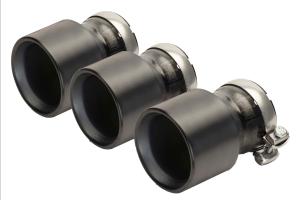 Stainless steel tail pipe set consisting of 3 tail pipes Dia: 102 mm angled, chromed, with adjustable spherical clamp connection