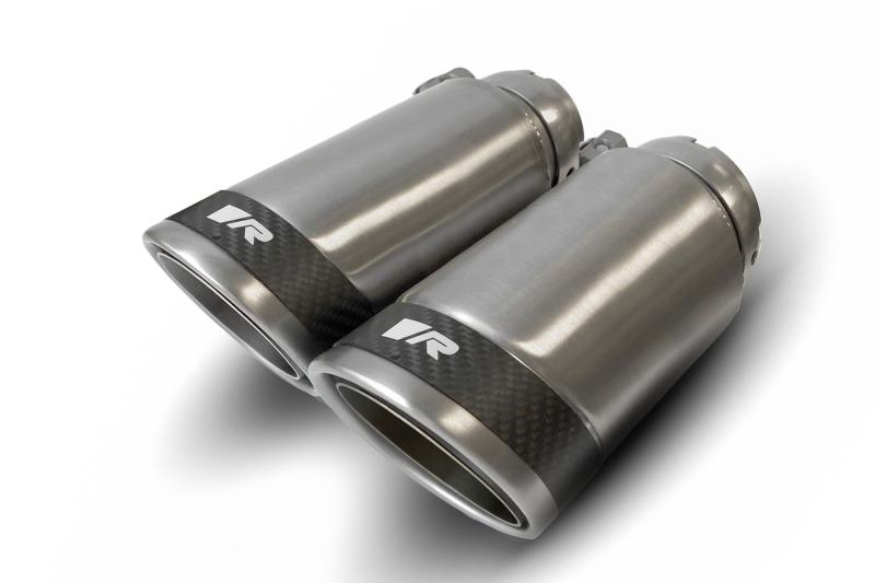 tail pipe set L/R consisting of 4 tail pipes Dia: 84 mm Carbon Race, polished, with adjustable spherical clamp connection