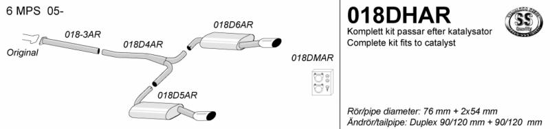 Avgassystem Mazda 6 MPS      2*90/120