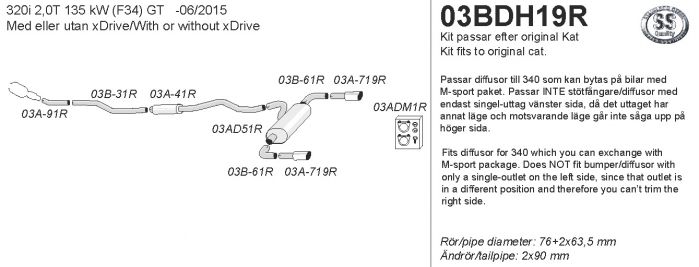 Avgassystem BMW 320i GT