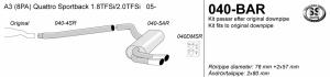 Avgassystem Audi A3 2.0TQ Sportb 2*80