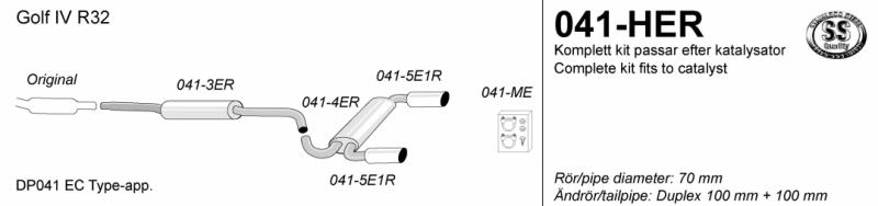 Avgassystem Golf IV R32         2*100