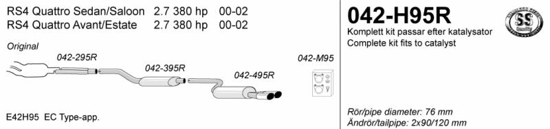 Avgassystem Audi RS4         2*90/120