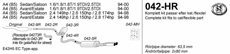 Avgassystem Audi A4 94-          2*80