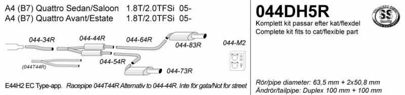 Avgassystem Audi A4 TQ 05-      2*100