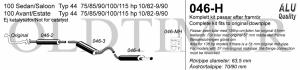 Avgassystem Audi 100 82-9/90    70/90