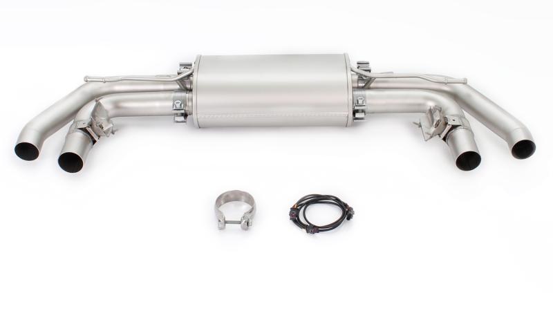 sport exhaust centered for left/right system (selectable tail pipes), with 2 integrated valves