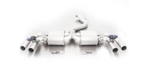 L/R Sport exhaust centered with 2 integrated valves (selectable tail pipes) with resonated front section, (EC-) approval