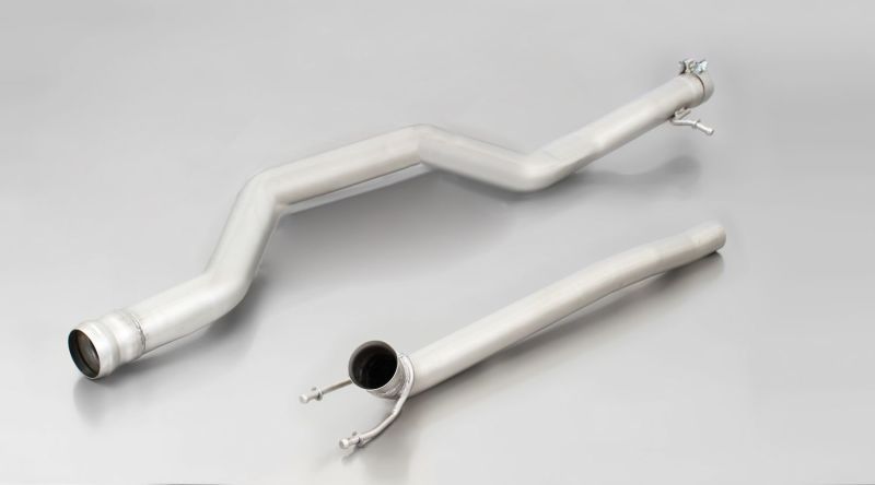 RACING front silencer replacement pipes, original clamps are required for assembly, NO EC TYPE APPROVAL