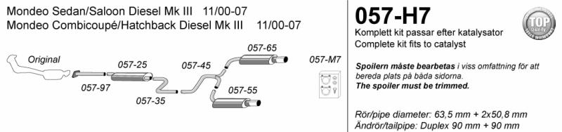 Avgassystem Mondeo III Sedan die 2*90