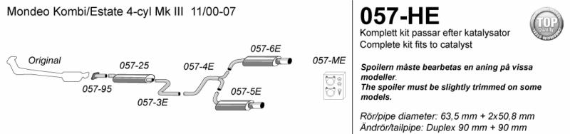 Avgassystem Mondeo III Kombi 4-c 2*90