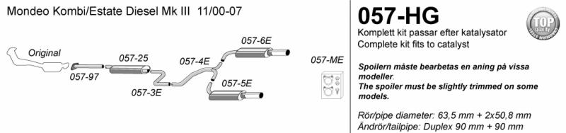 Avgassystem Mondeo III Kombi die 2*90