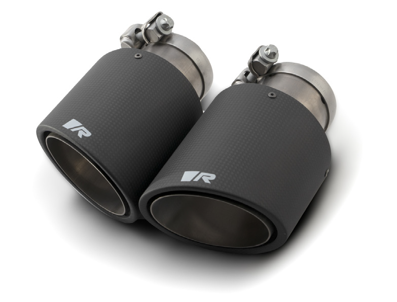 Stainless Steel Carbon Tail Pipe Set 2 tail pipes Dia: 102 mm angled/angled, Titanium internals