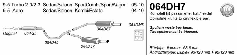 Avgassystem 9-5 Turbo        2*90/120