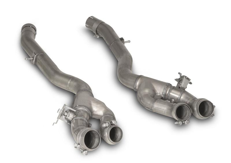 Connecting pipe package with valves with spherical connection. For mounting the sports exhaust system with integrated valves.