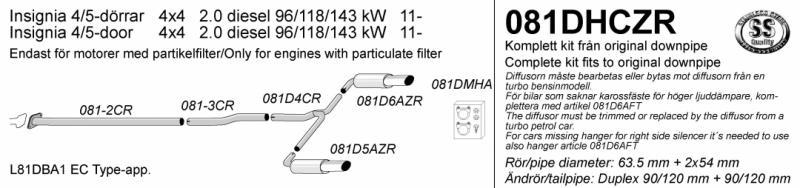 Avgassystem Insignia 4wd D Sed 90/120