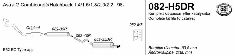 Avgassystem Astra G cc           2*80