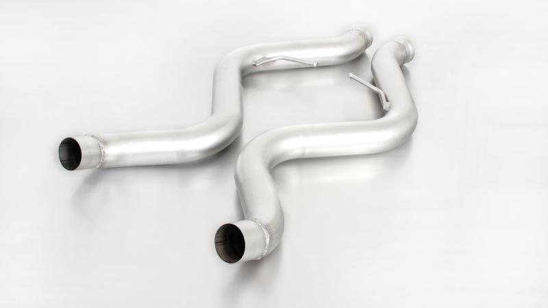 connection tube for mounting of the sport exhaust left/right on original center silencer and REMUS Racing tube