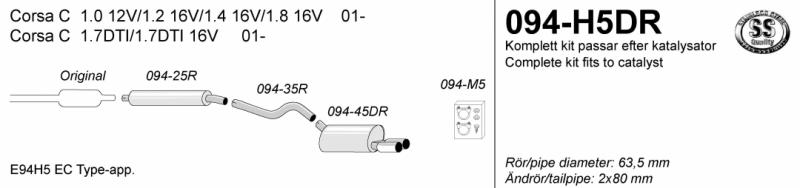 Avgassystem Corsa C              2*80
