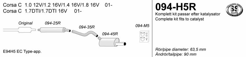 Avgassystem Corsa C / Tigra B    1*90
