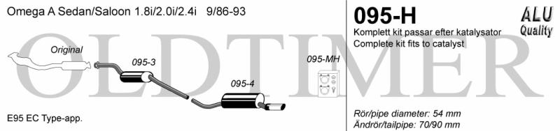 Avgassystem Omega A 4-cyl       70/90