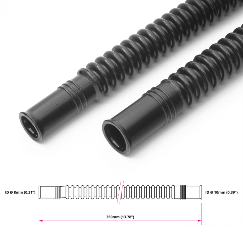 Veckad svart nylon In-Tank Bränsleslang Ø8/10mm, 350mm