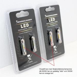 Spollampa 36MM Filament LED (C5W) 3000K varmvit eller 6000K kallvit 80LM 12V