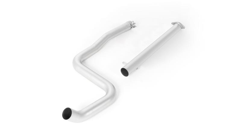 Stainless steel non-resonated RACING cat-back section, replaces original front silencer, no EC type approval