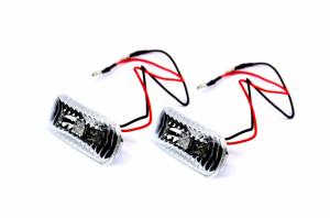 Sidoblinkers Saab 90 / 900 / 9000 / 9-3 / 9-5 - klar/krom LED - blinkar orange