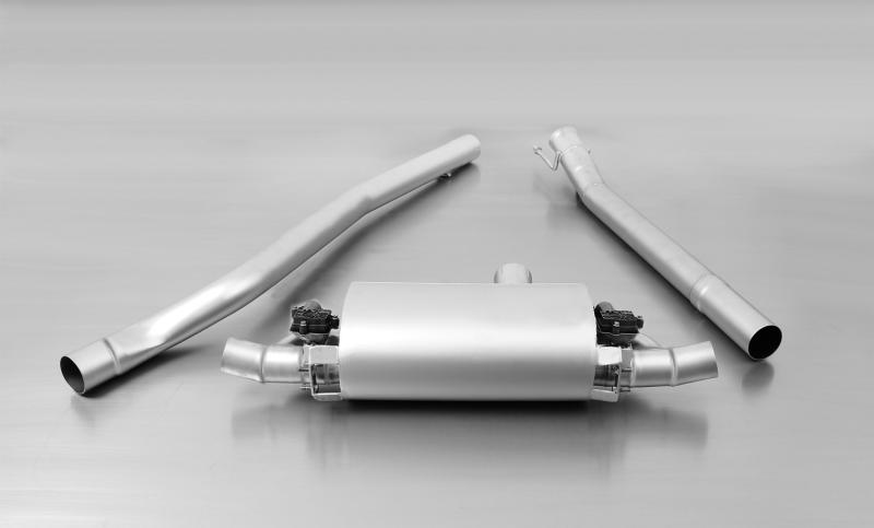 Cat-Back sport exhaust Mercedes A class/CLA with integrated valve. Non resonated front section, optional REMUS sound controller incl. ec approval