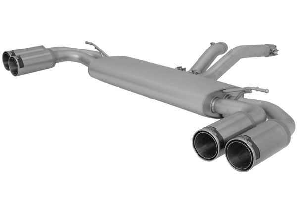 Stainless steel sport exhaust system L/R, 4 stainless steel "Street Race" tips Dia: 98 mm, EU approved for road usage