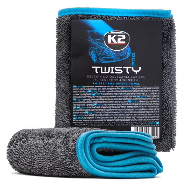 K2 TWISTON PRO Torkduk / poleringduk av mikrofiber dubbelsidig och extra tjock 60x40cm 600gsm