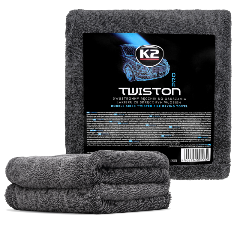 K2 TWISTON PRO Torkduk av mikrofiber dubbelsidig och extra tjock 90x60cm 1200gsm