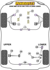 Honda Civic Mk7 EP/EU ink.. typ-R (2001-2005) PowerAlign Camber bult kit (14mm)  PFA100-14