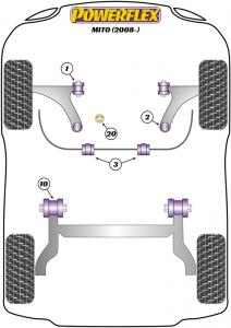 Alfa Romeo MiTo (2008 -) Fram arm Bak bussning PFF80-1102
