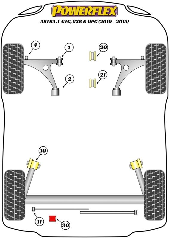 Opel Astra MK6 - Astra J GTC, VXR & OPC (2010-2015) Fram arm Bak bussning PFF80-1402