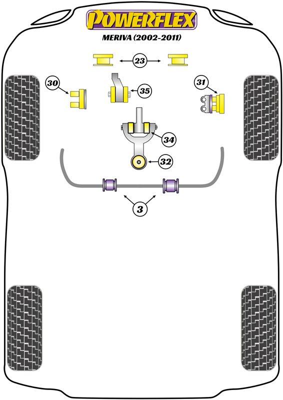 Opel Meriva (2002 - 2011) Fram krängningshämmare bussning 21mm (1 styck) PFF80-1303-21