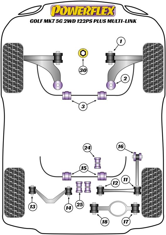 Volkswagen Golf MK7 5G 2WD 122PS plus Multi-link Front Anti Roll Bar Bush 24mm