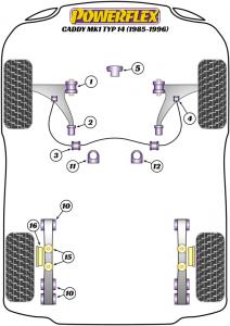 Volkswagen Caddy Mk1 Typ 14 (1985-1996) Fram bärarm Bak bussning PFF85-213