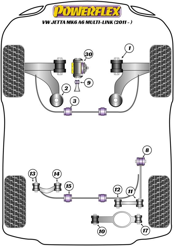 Volkswagen Jetta MK6 A6 Multi-Link (2011 -) Fram krängningshämmare bussning 22mm PFF85-503-22