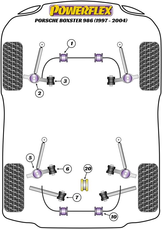 Porsche Boxster 986 (1997-2004) Fram krängningshämmare bussning 23mm PFF57-501-23