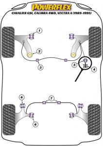 Opel Cavalier GSi/Calibra 4WD, Vectra A (1989-1995) Fram bärarm inre bussning (Bak) PFF80-402