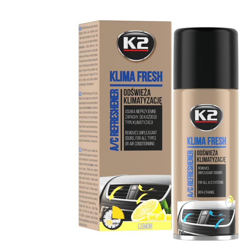 K2 Klimatanläggning rengörning / Luftfräschare citron doft - 150ml