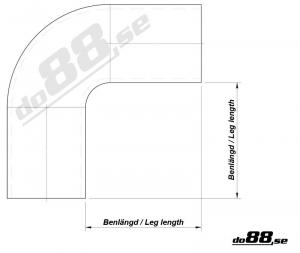 Silikonslang Svart 90 grader 1 - 1,125tum (25 - 28mm)