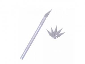 Skalpell i Aluminium som används för att att skära läder och för att trimma bort ojämna kanter och fnas.